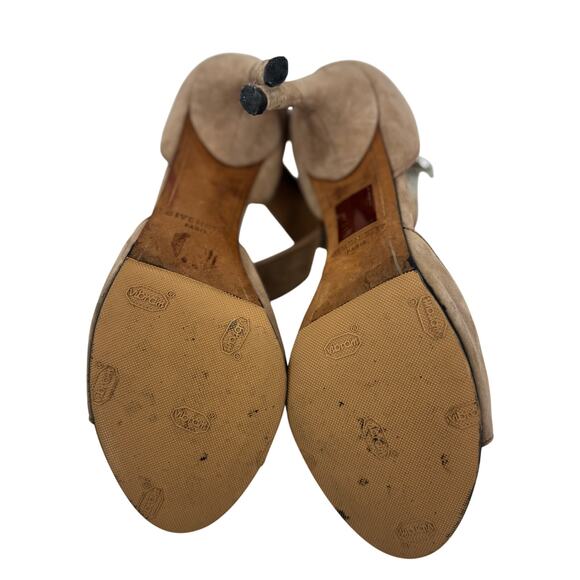 Givenchy Shark Lock Suede Ankle Strap Peep Toe Heels - Picture 6 of 6